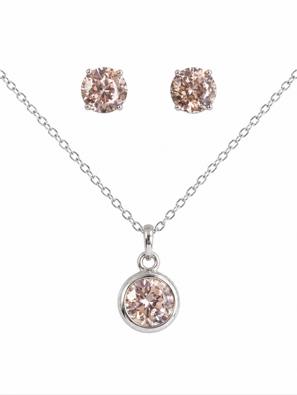 Swarovski Crystal Elements Silver Overlay Earring and Necklace Gift Box Set
